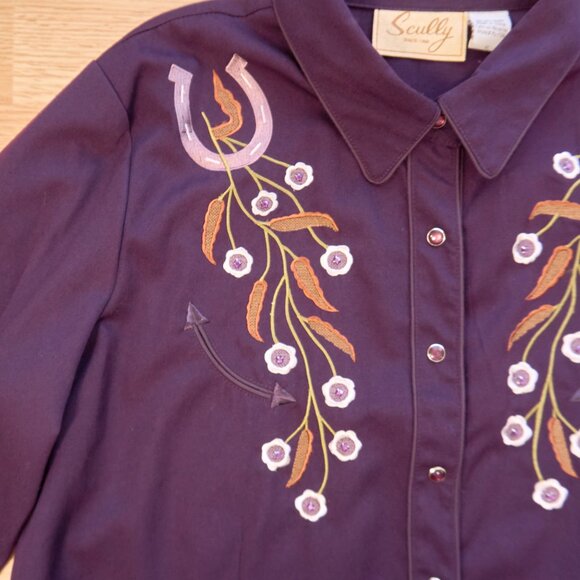 Scully Women's Western Embroidered Purple Shirt, Size XL - Picture 3 of 7